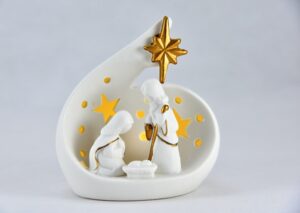 Svatá rodina – vánoční keramika s LED světlem