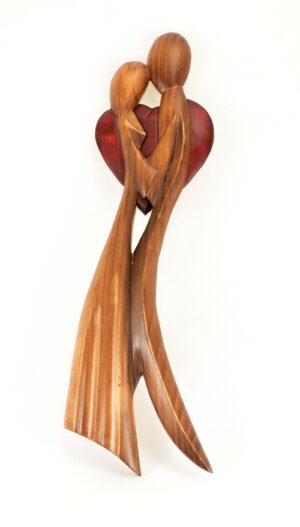 Jedno srdce – svatební dřevořezba – 49 cm