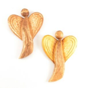 Andílek – silueta se srdcovými křídly – dřevořezba